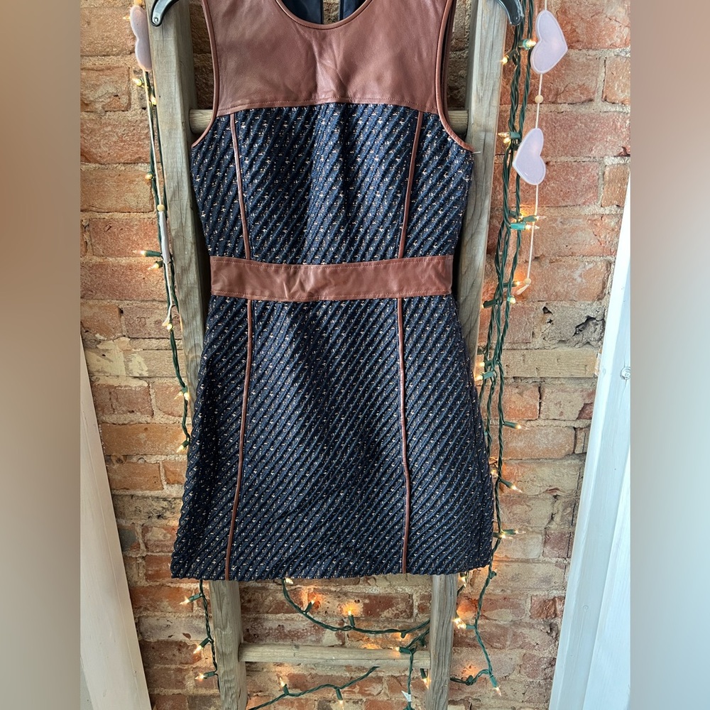 Theory Rich Brown Leather Dress